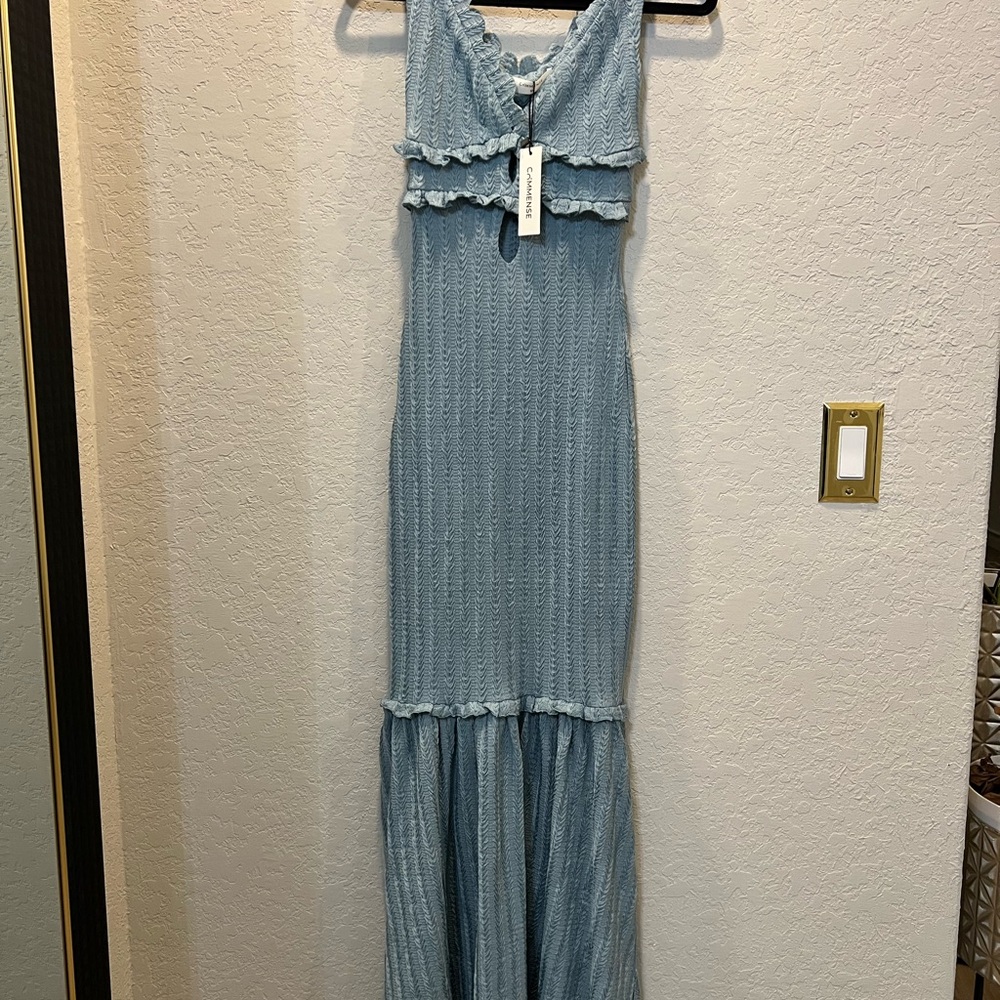 Commense Light Blue Textured Maxi Dress
